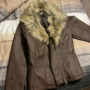 Brown leather jacket